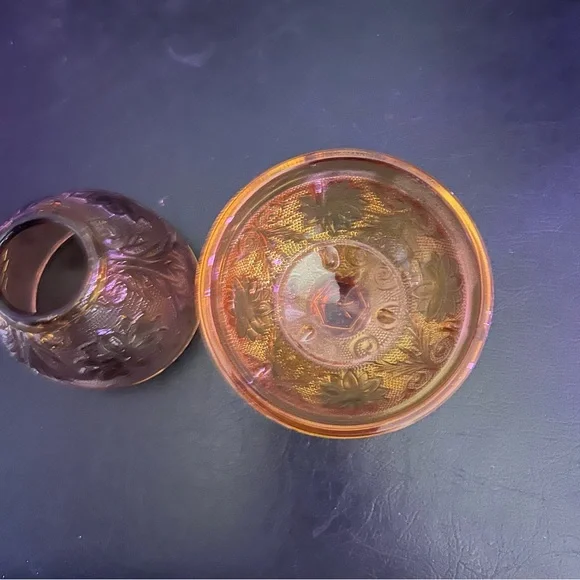 Vintage Indiana Glass Amber Fairy Lamp Chantilly, Tiara Glass - Picture 5 of 6